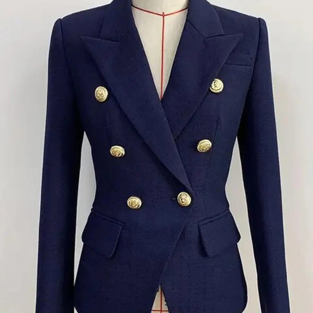 Giacca blazer di design barocco classico High Street 2022 da donna Bottoni leone in metallo Blazer doppiopetto strutturato menta