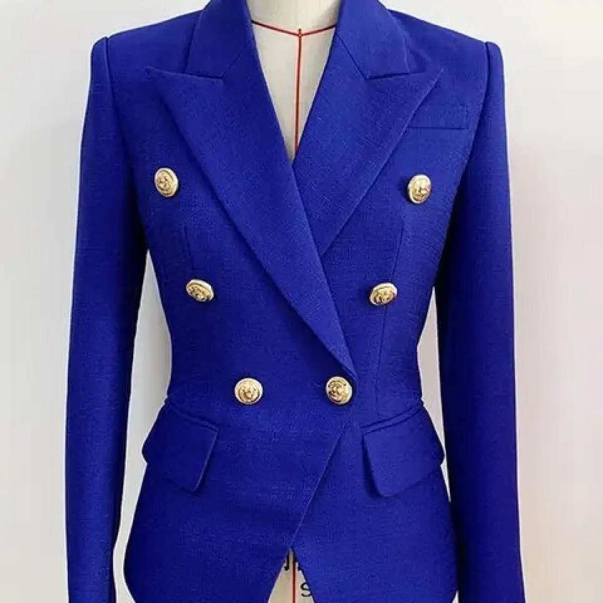 Giacca blazer di design barocco classico High Street 2022 da donna Bottoni leone in metallo Blazer doppiopetto strutturato menta