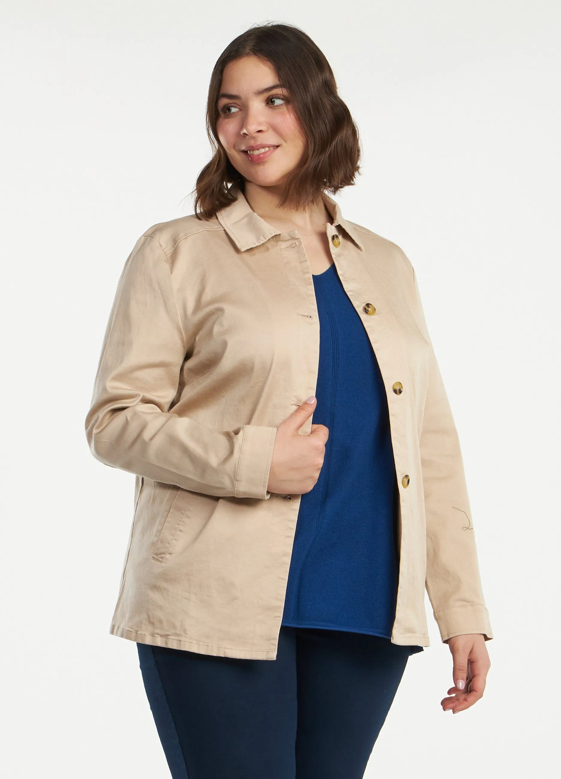 Giacca curvy  in cotone misto lyocell donna