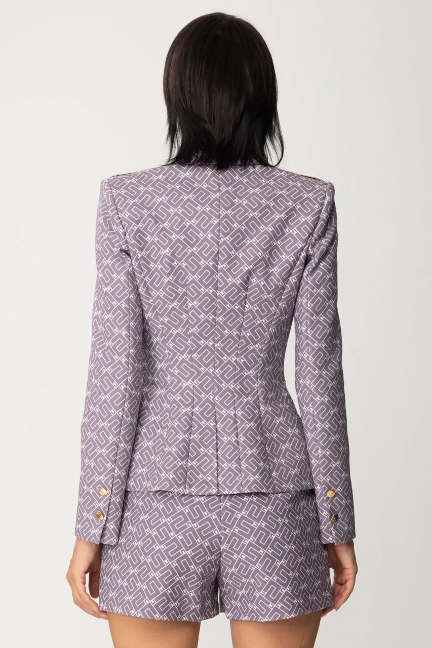 Giacca doppiopetto con stampa logo CANDY VIOLET/BURRO