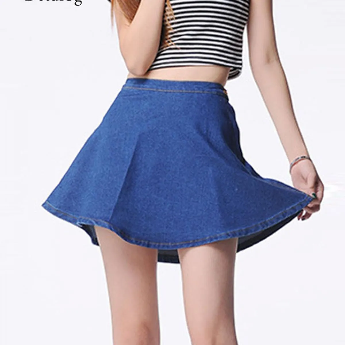 Gonna mini jeans stile donna Primavera Autunno Donna Casual Vita alta Denim Blu Gonne con cerniera Saia Feminina Sk108 Sk