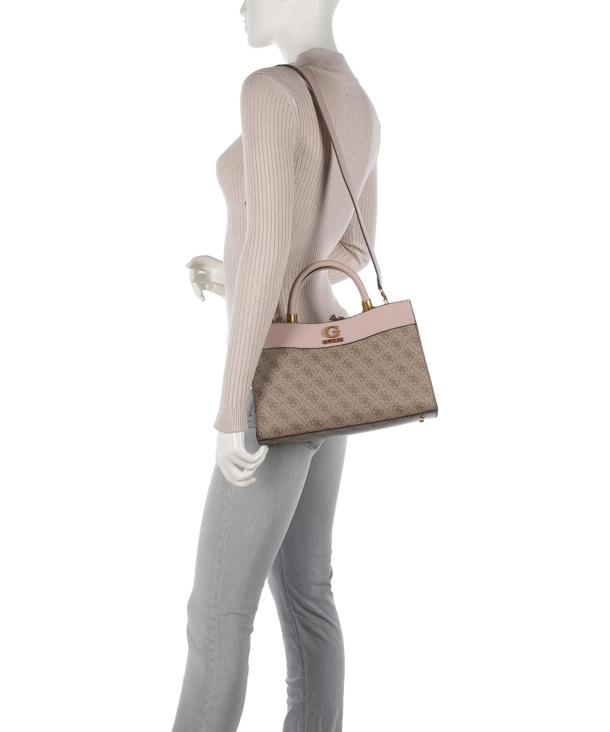  Guess Nell Borsa a mano pelle sintetica beige/rosa  