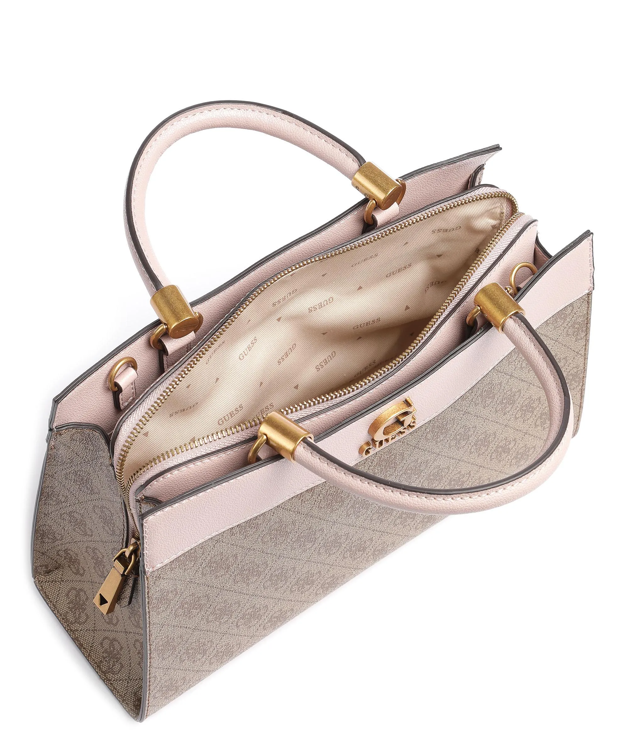  Guess Nell Borsa a mano pelle sintetica beige/rosa  