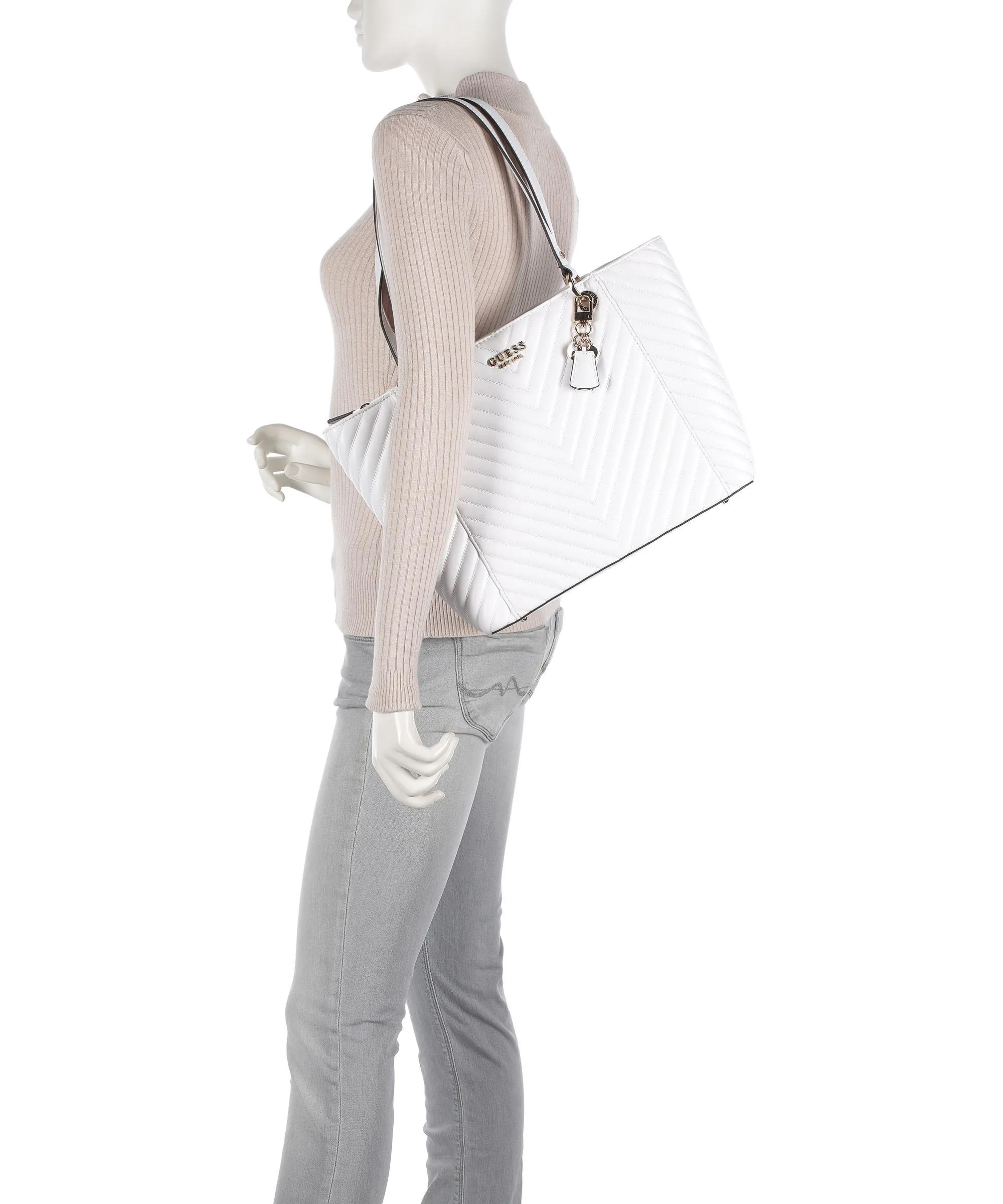  Guess Noelle Borsa shopper pelle sintetica bianco  