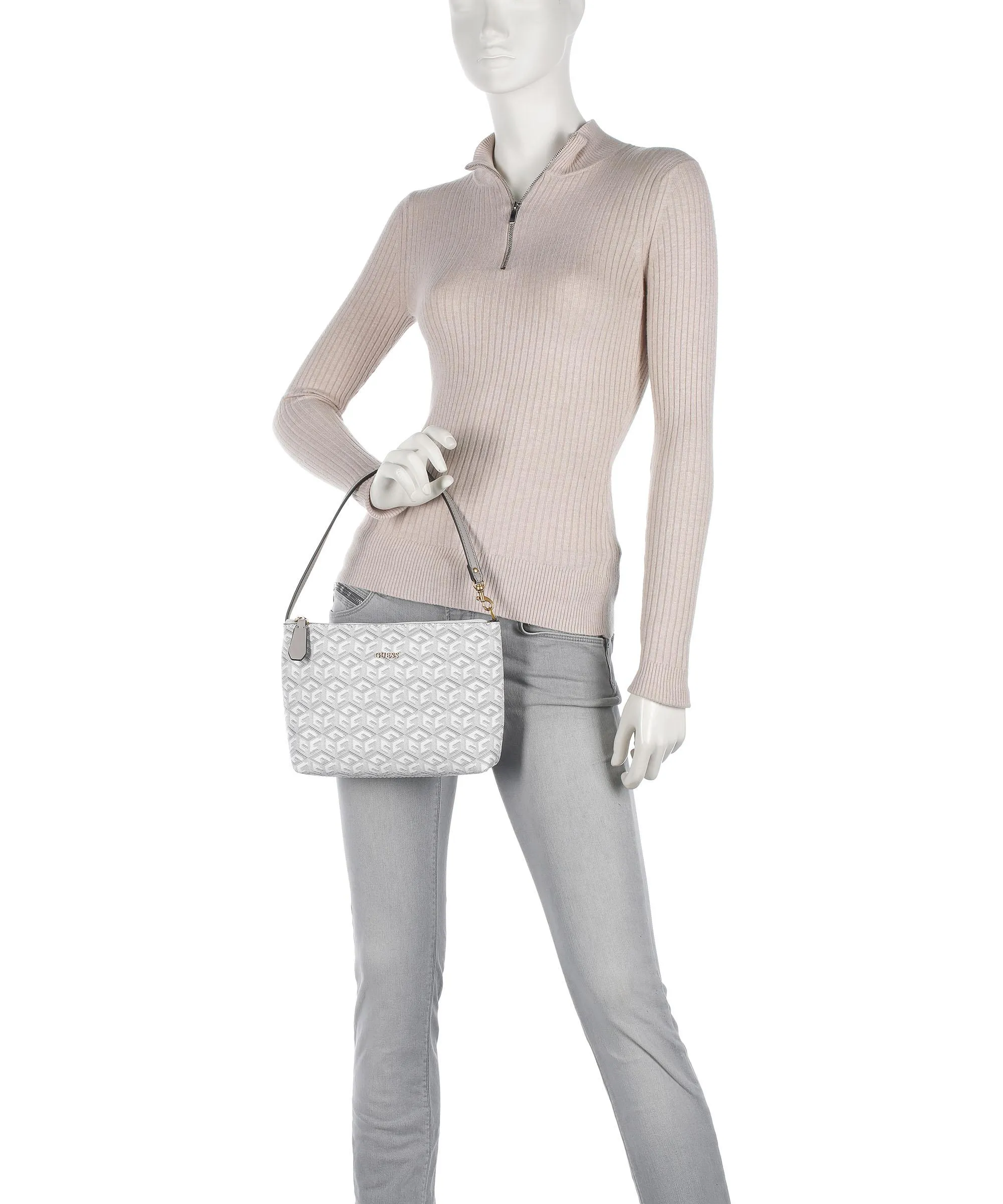  Guess Vikky Borsa shopper pelle sintetica bianco/grigio  