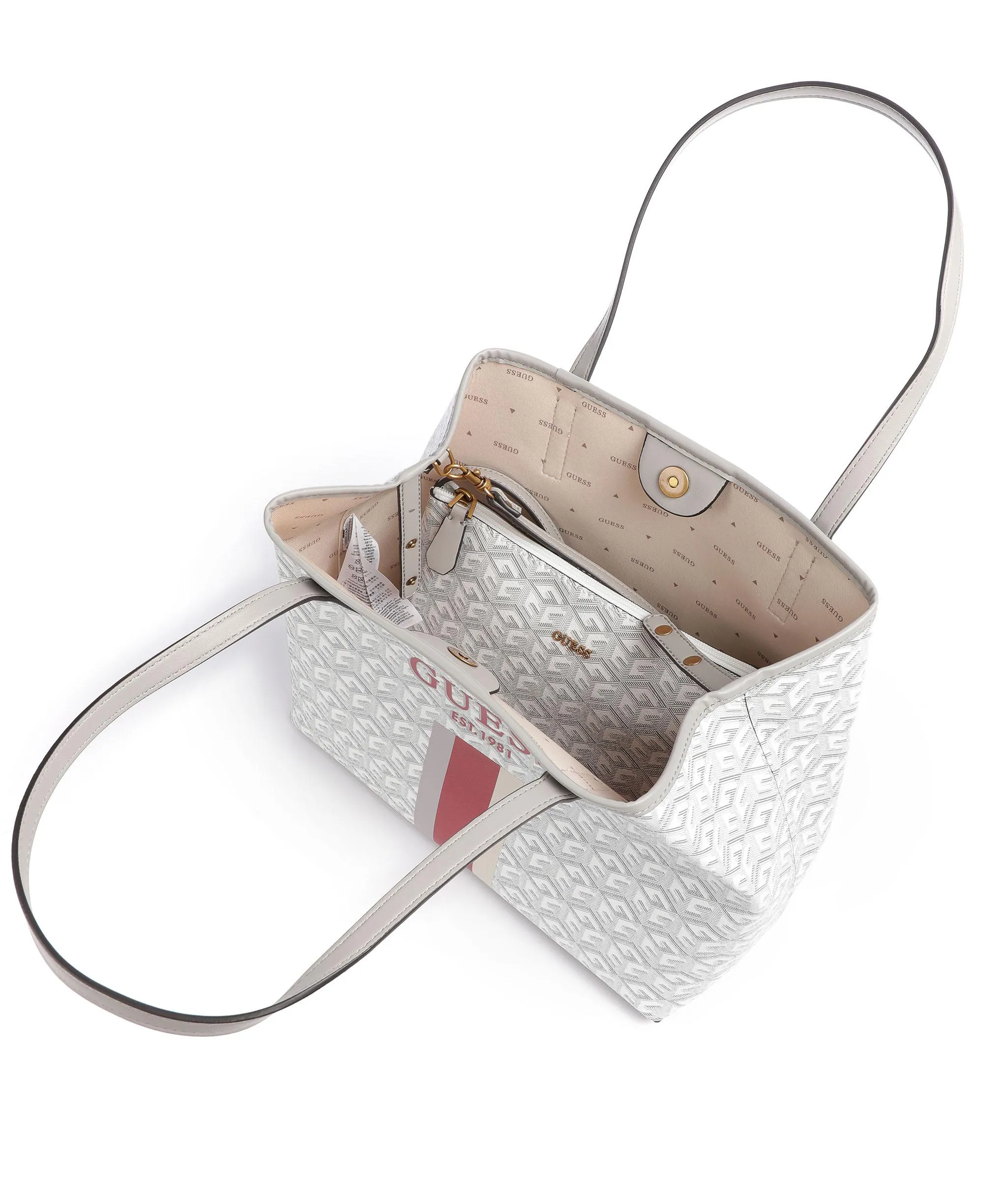  Guess Vikky Borsa shopper pelle sintetica bianco/grigio  