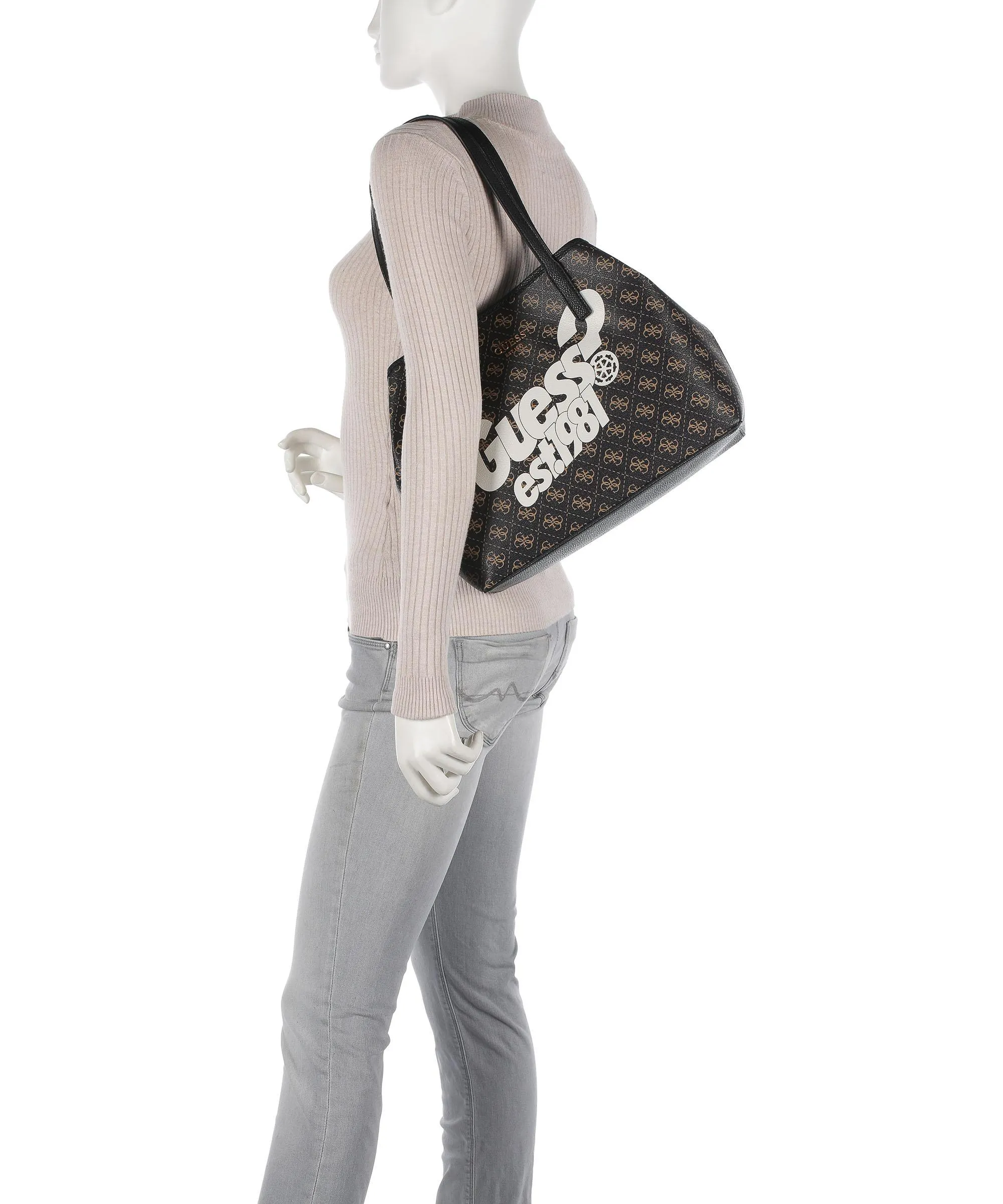  Guess Vikky Borsa shopper pelle sintetica marrone scuro  