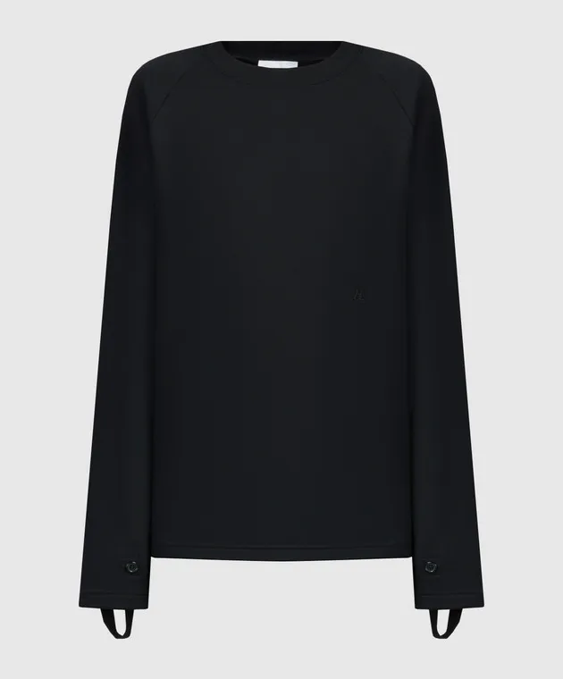 Helmut Lang Felpa nera con ricamo logo monogramma O01HW510