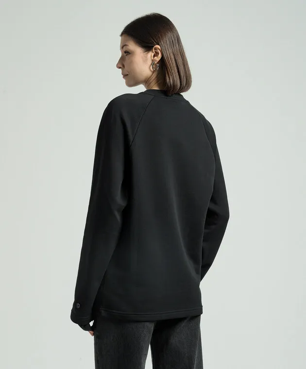 Helmut Lang Felpa nera con ricamo logo monogramma O01HW510