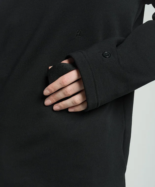 Helmut Lang Felpa nera con ricamo logo monogramma O01HW510