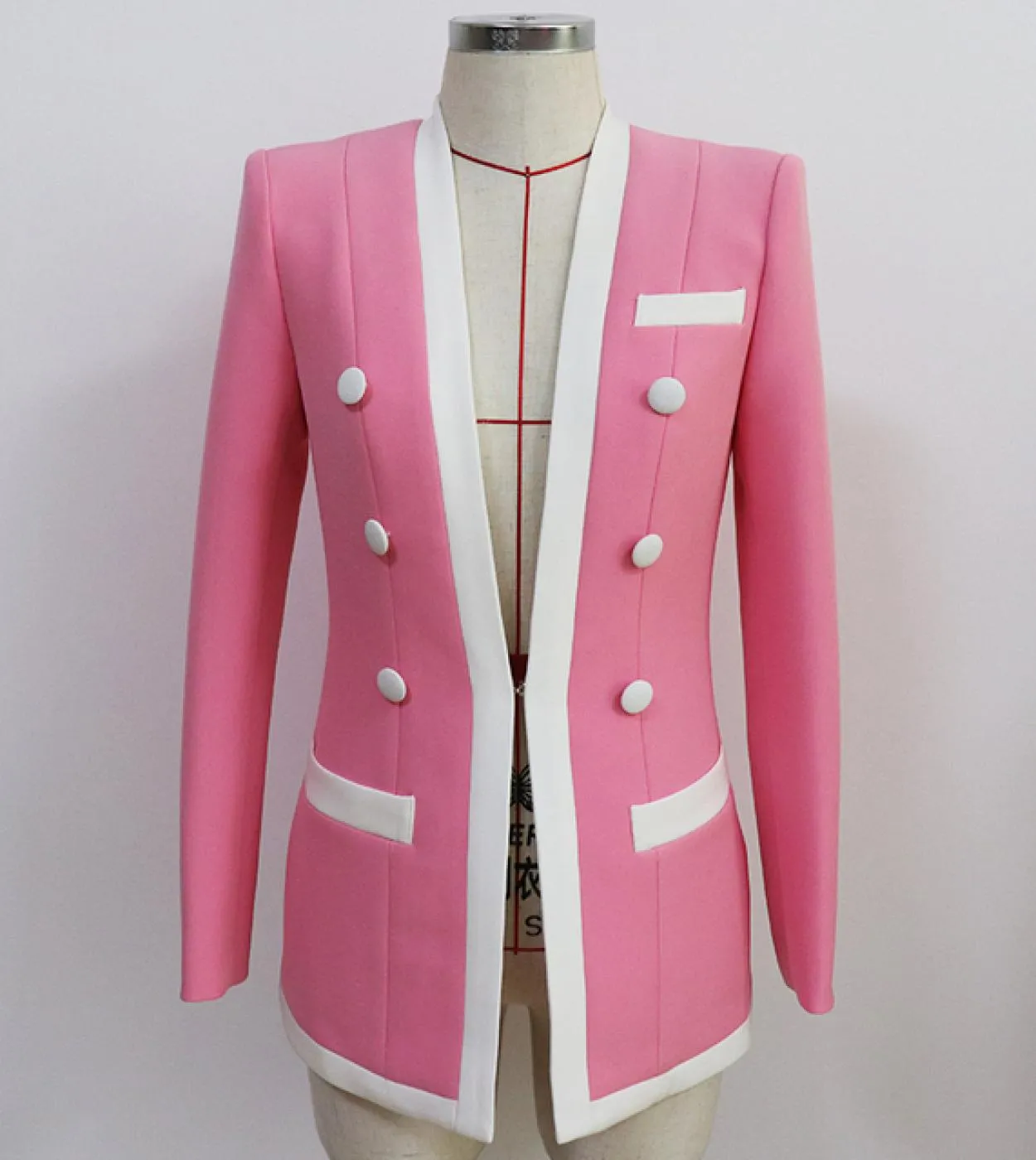 High Street Runway 2022 Giacca da donna di design più recente Blazer doppiopetto color block da donna