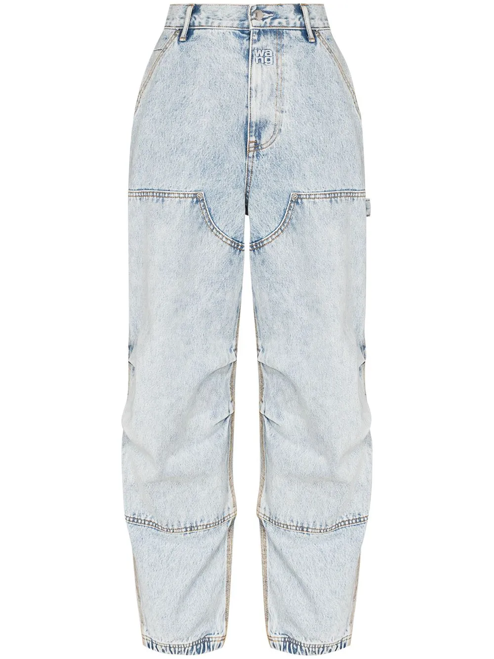 Jeans a gamba larga  in celeste - donna