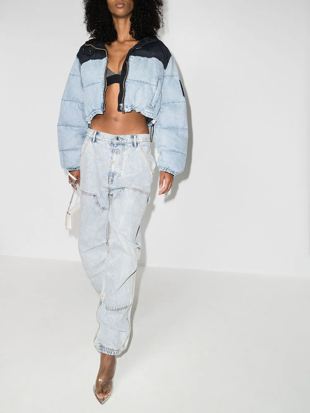 Jeans a gamba larga  in celeste - donna