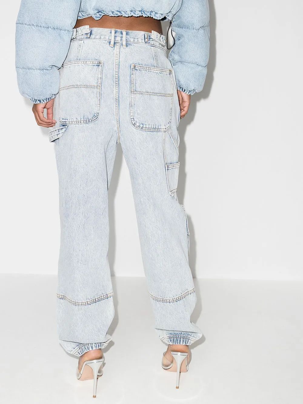 Jeans a gamba larga  in celeste - donna