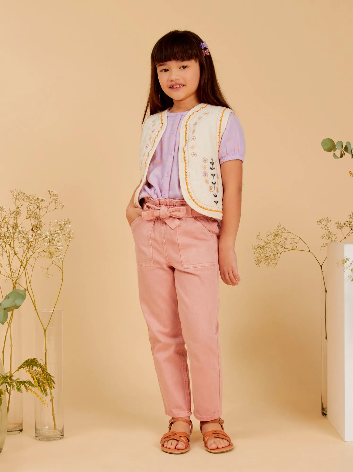 Jeans mom fit a vita elasticizzata - ROSA