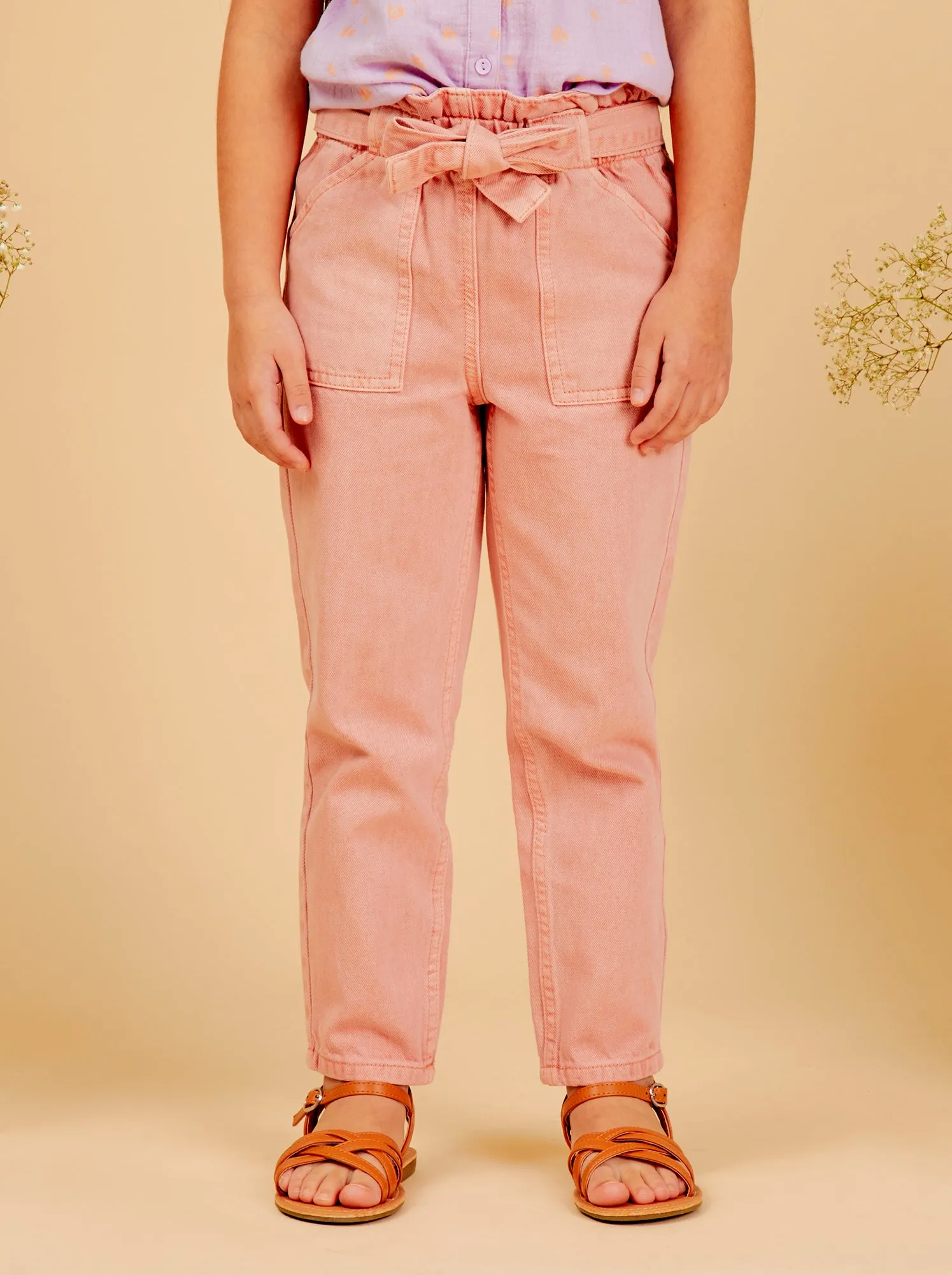 Jeans mom fit a vita elasticizzata - ROSA