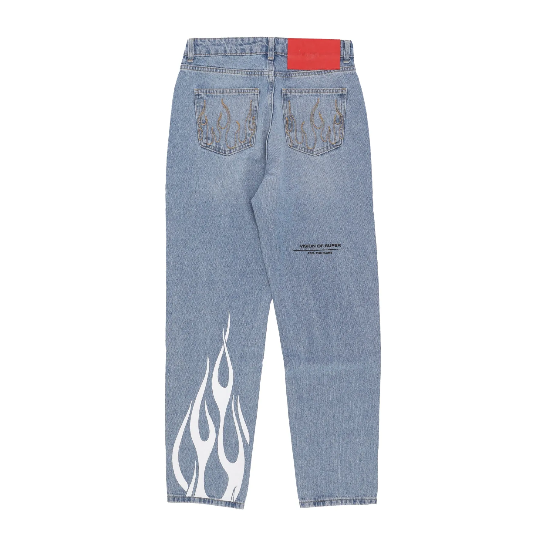 Jeans Uomo Printed Flames and Logo Jeans Denim Blue