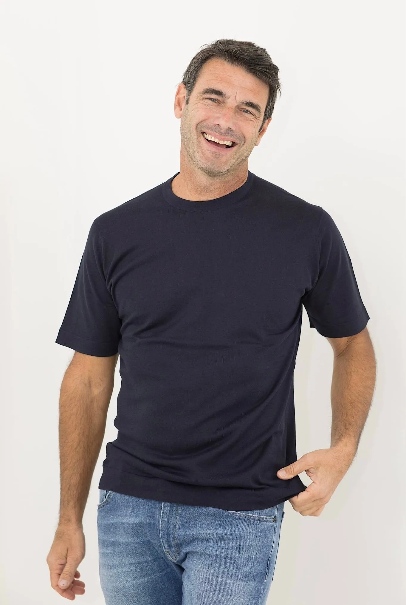 JOHN SMEDLEY T-Shirt mod. Lorca Sea Island Cotton Blu Navy