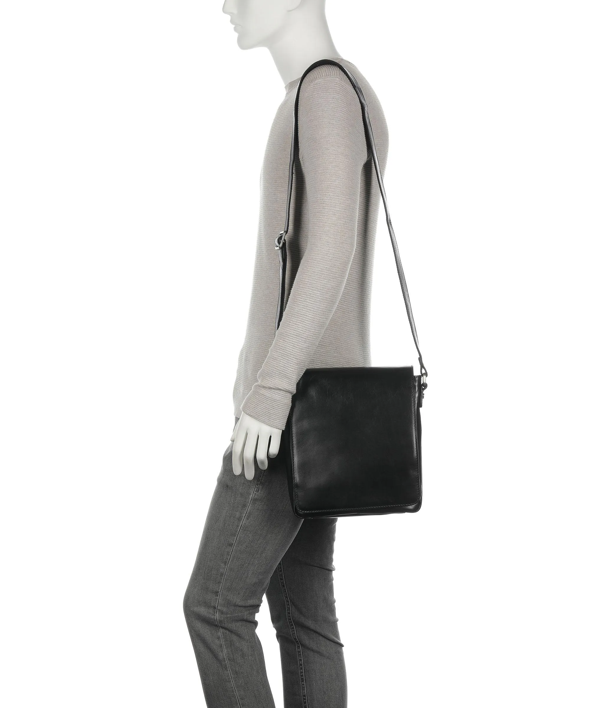  Leonhard Heyden Cambridge Borsa a tracolla pelle di vacchetta pull-up nero  