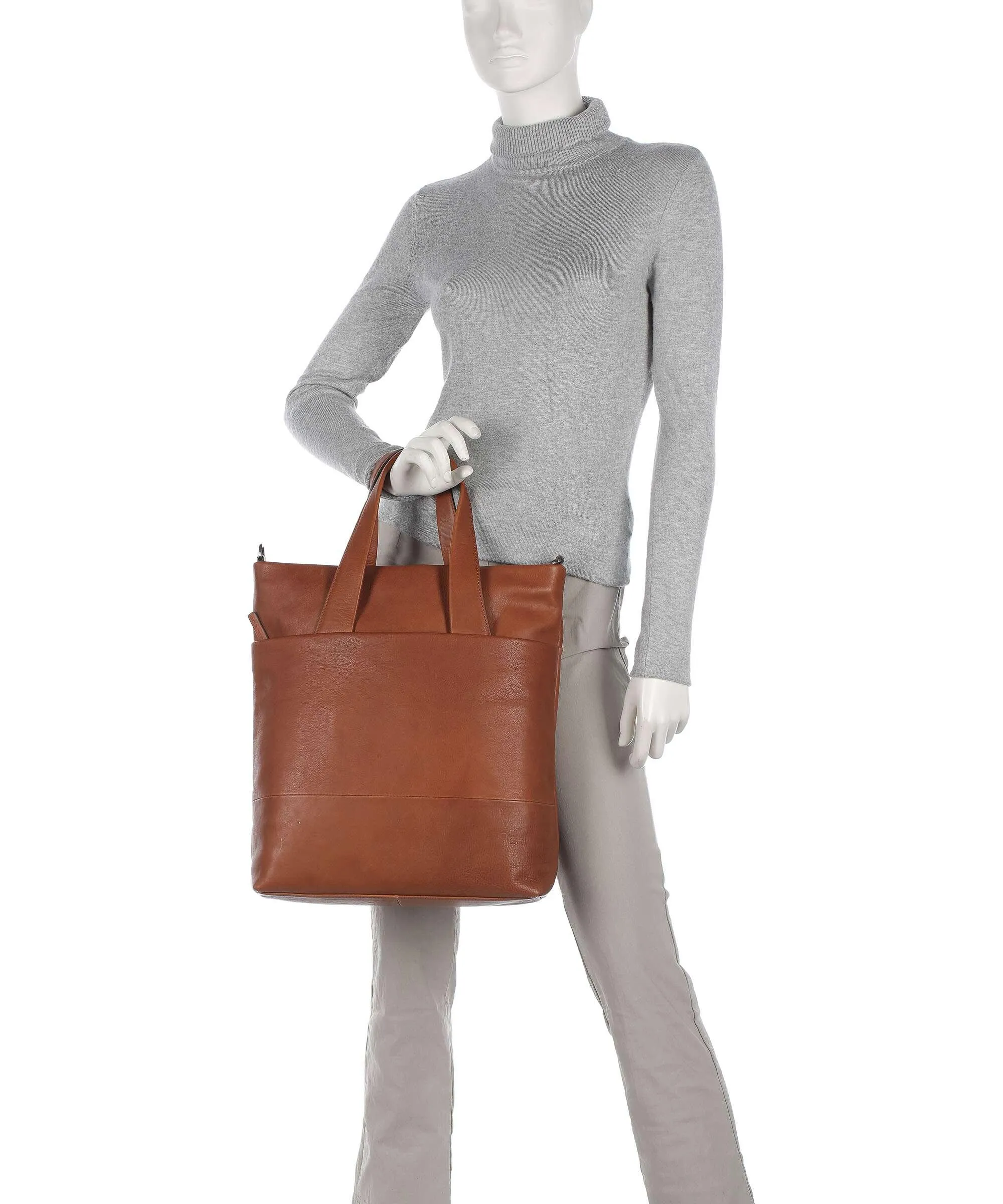  Leonhard Heyden Hamburg Borsa a mano 14″ morbida pelle bovina marrone  