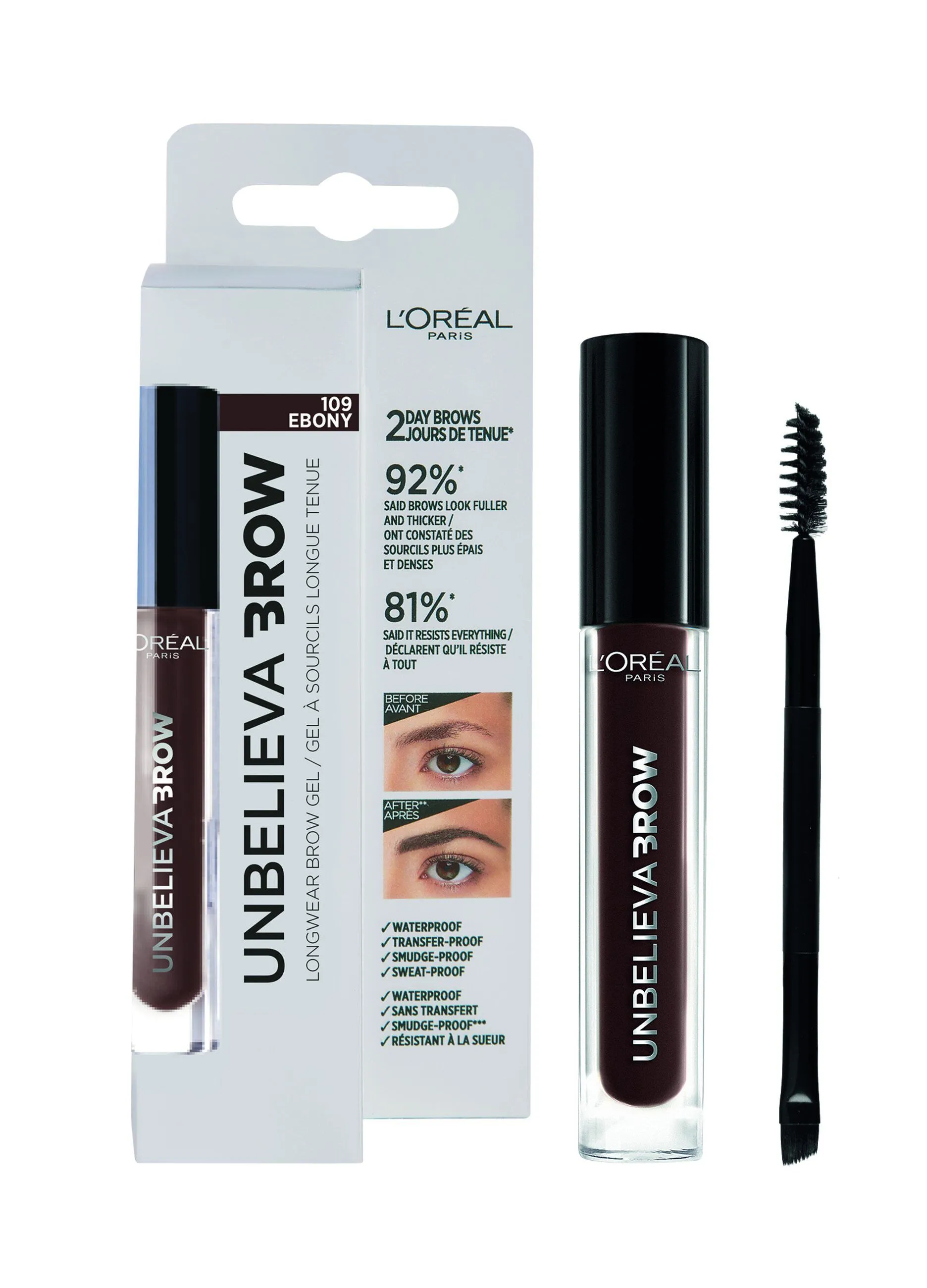 L'OREAL  L'Oréal Paris Unbelievabrow, Gel per Sopracciglia a Lunga Tenuta Waterproof, Colore: Brunette (105), 3,4 ml.