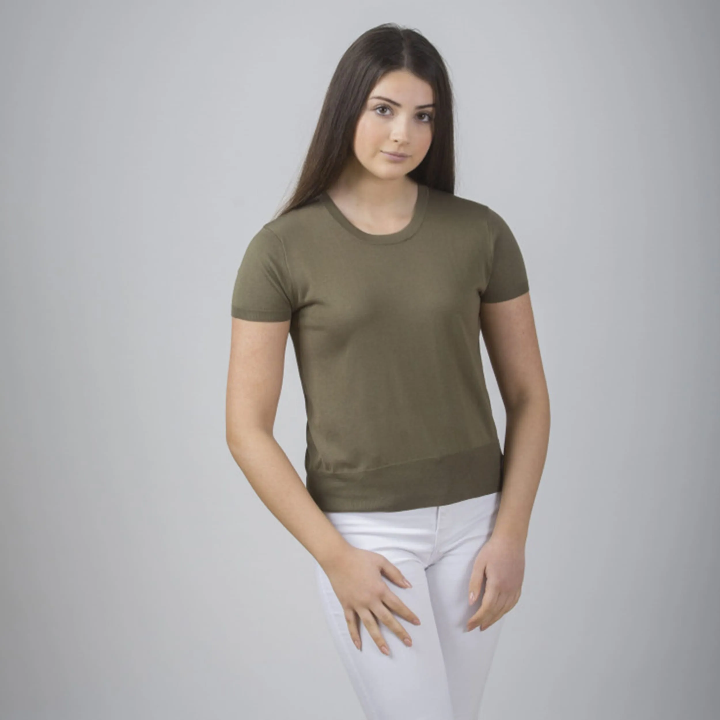 Maglia a mezza manica in seta e cotone