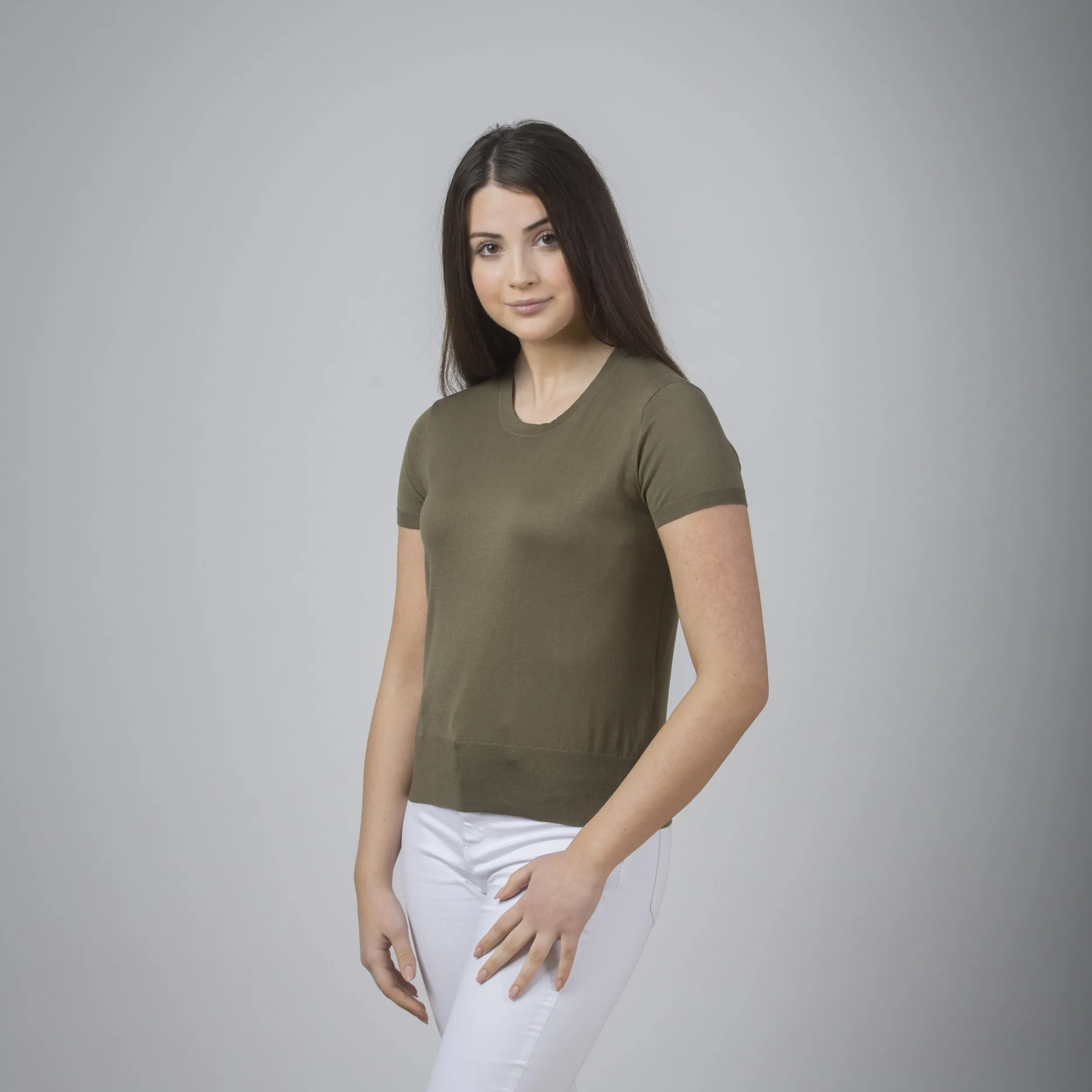 Maglia a mezza manica in seta e cotone