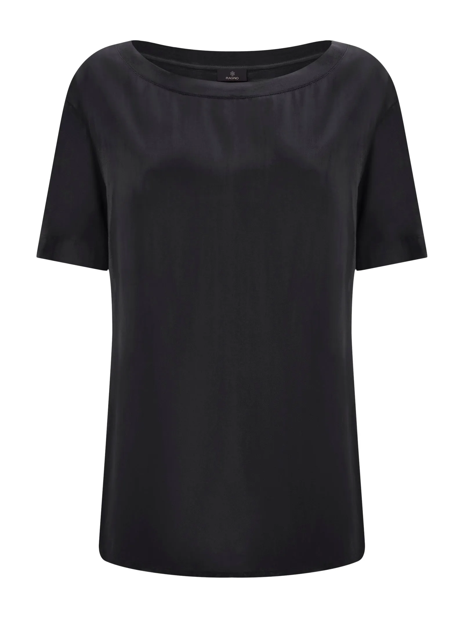 Maglietta con scollo a barchetta in Viscosa Summer  - Nero