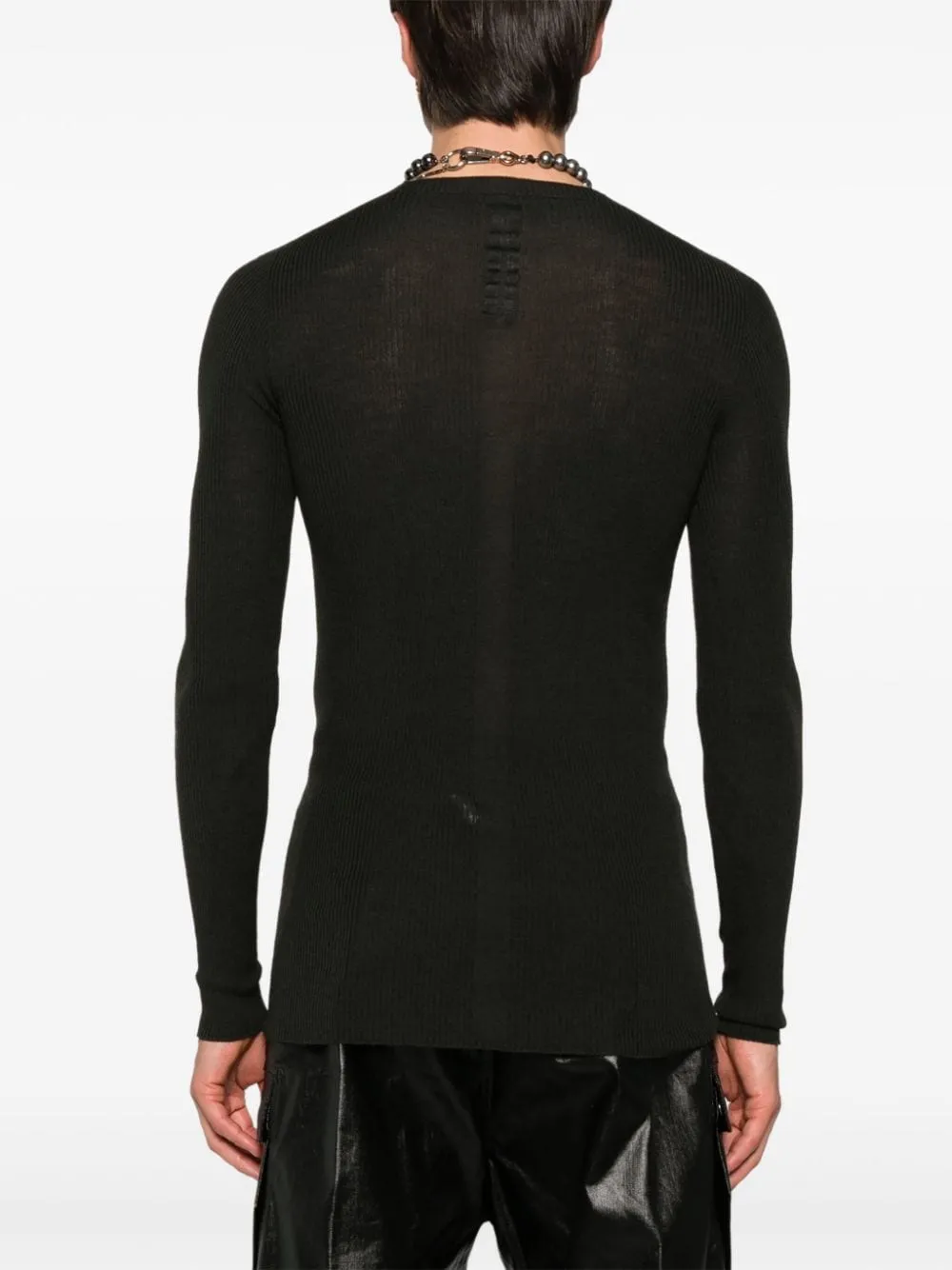 Maglione a coste in verde Rick Owens - uomo