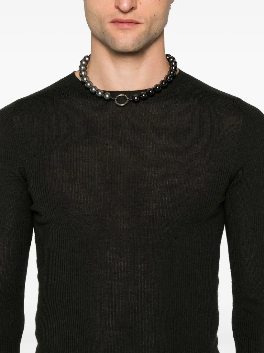Maglione a coste in verde Rick Owens - uomo
