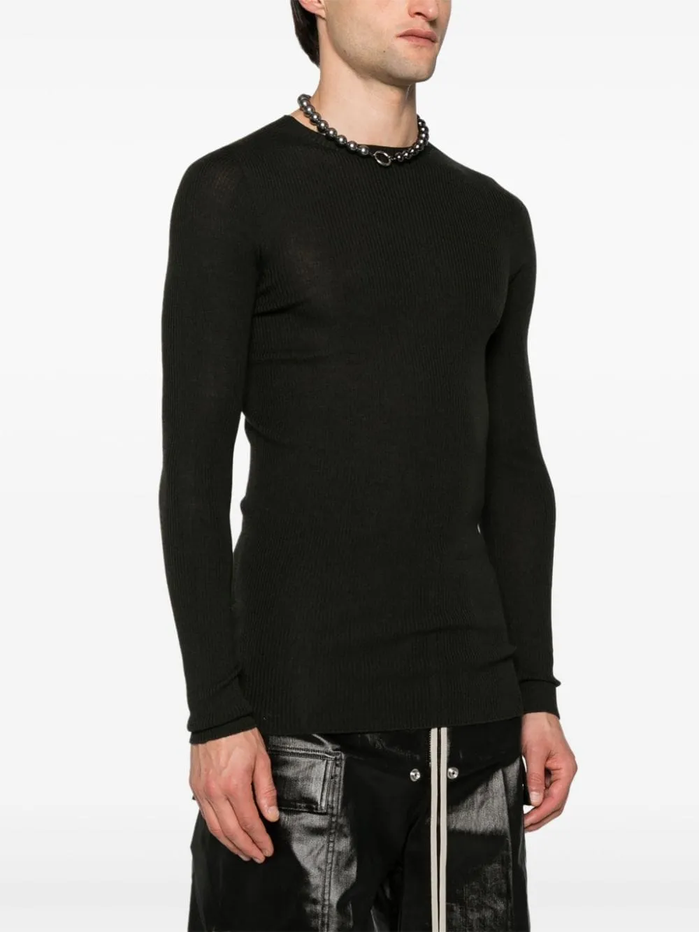 Maglione a coste in verde Rick Owens - uomo