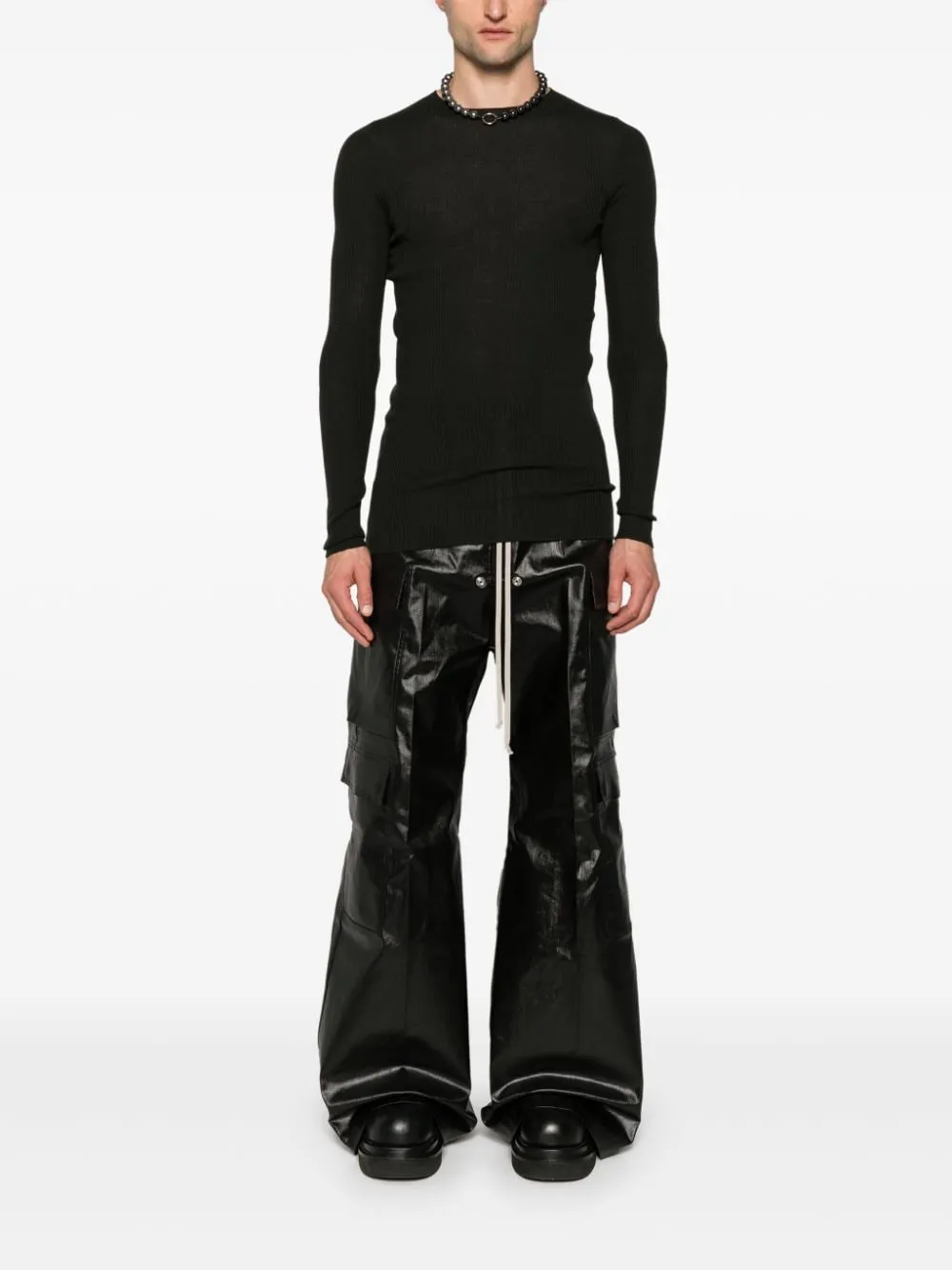 Maglione a coste in verde Rick Owens - uomo