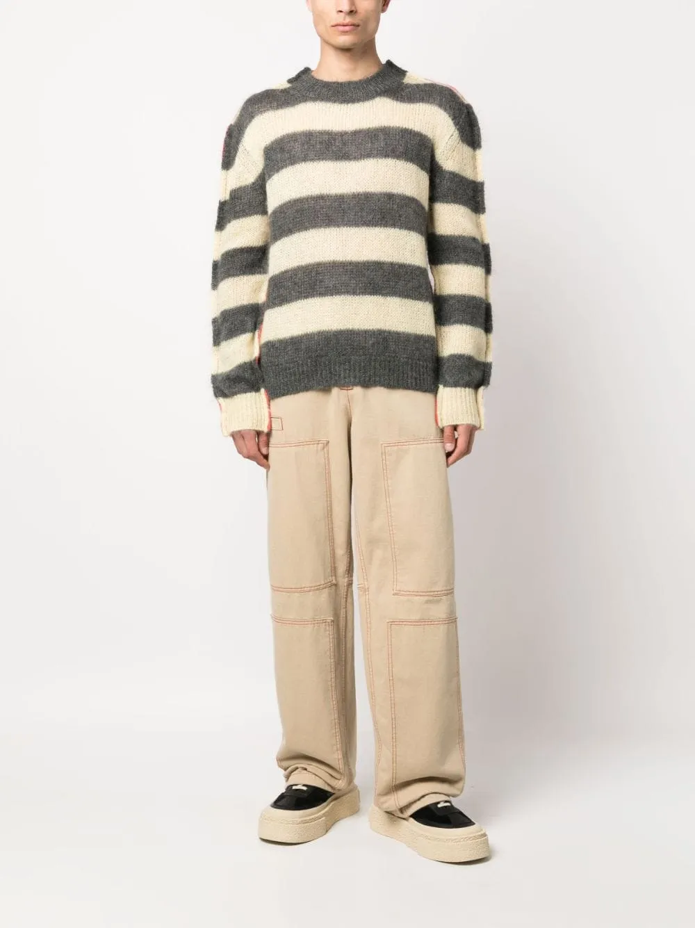 Maglione a righe in marrone e verde - uomo