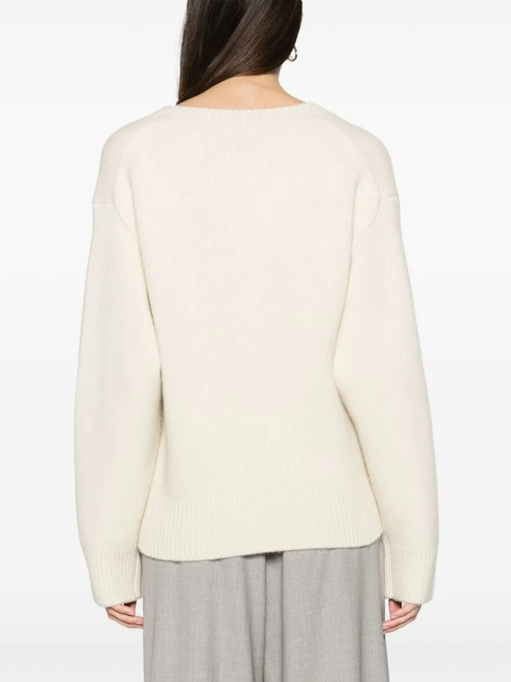 Maglione con scollo a v in beige - donna