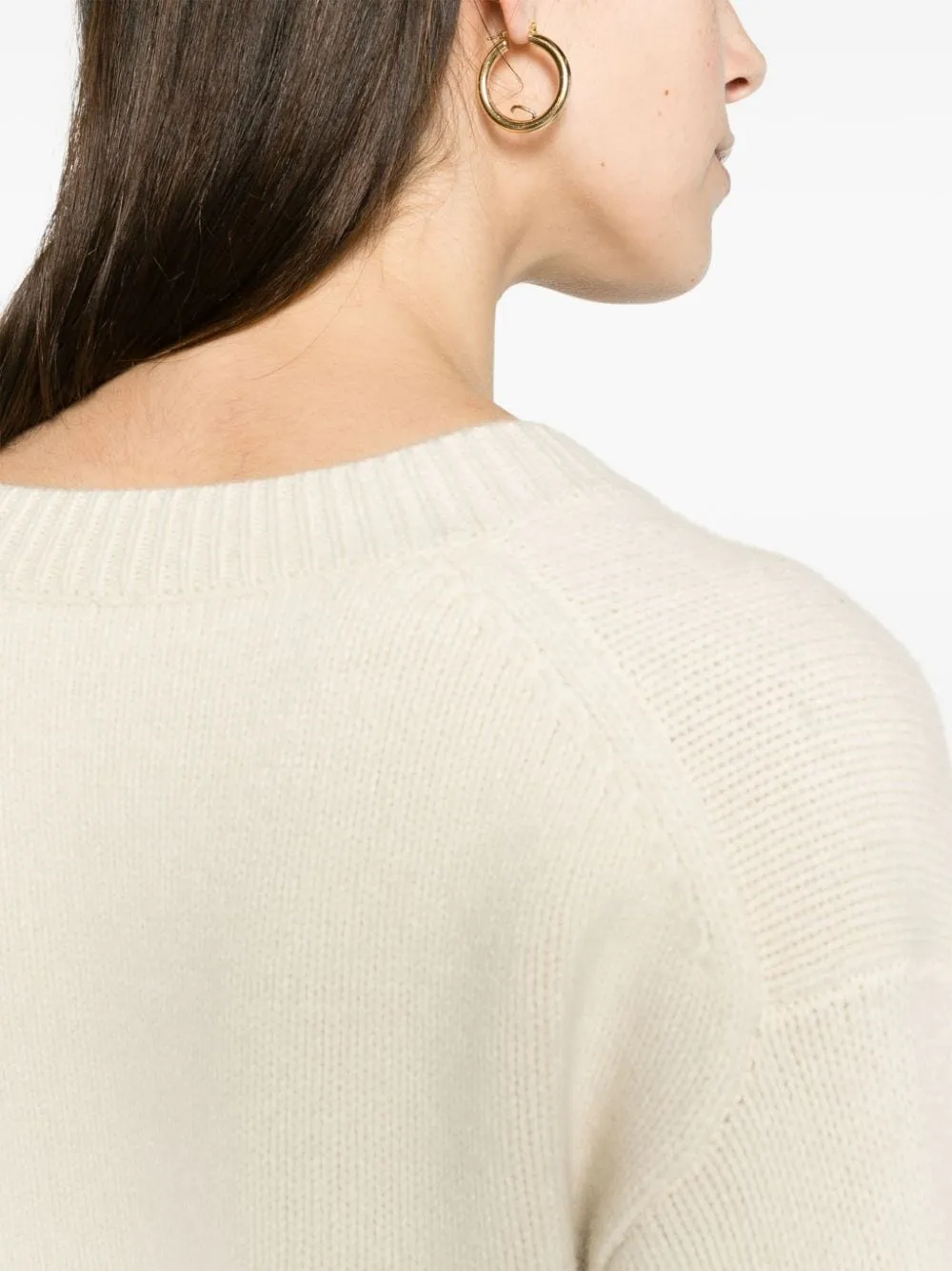 Maglione con scollo a v in beige - donna