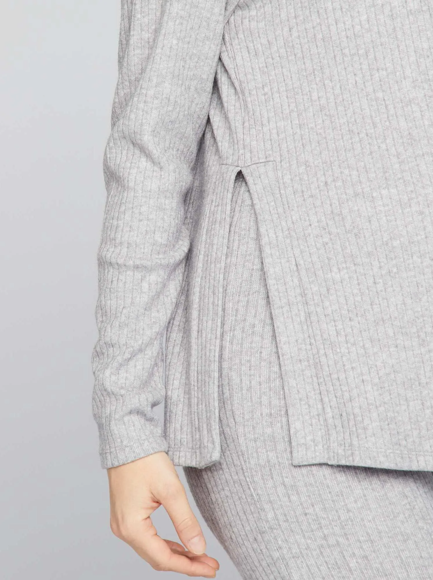 Maglione premaman loose fit con scollo tondo - GRIGIO