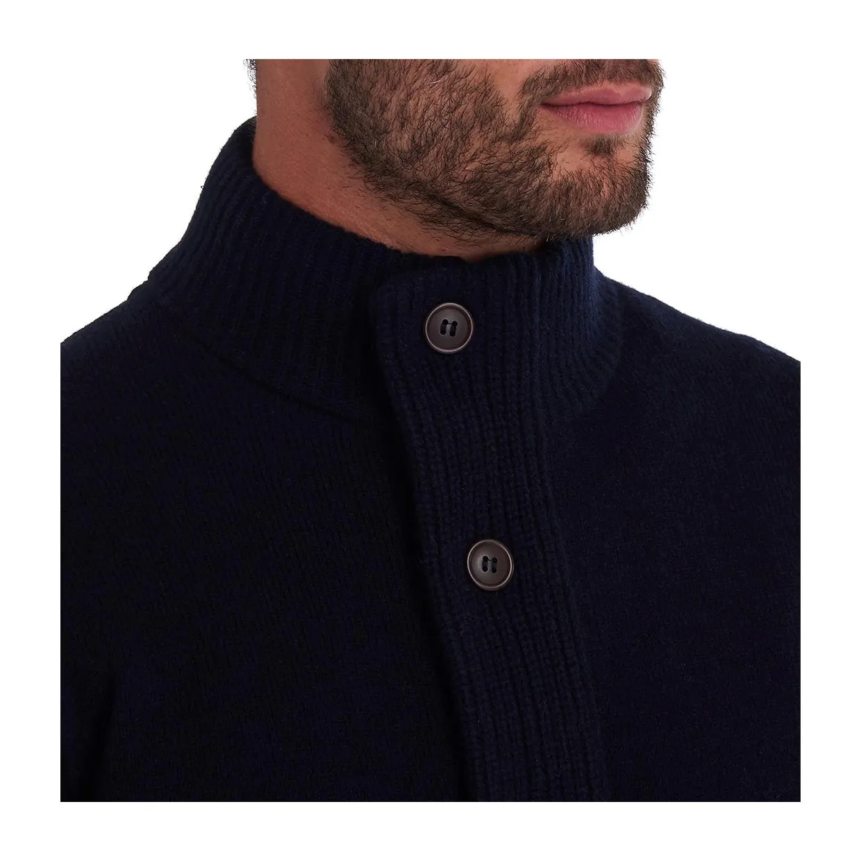 Maglione Uomo Barbour Patch Zip Thru Blu Navy