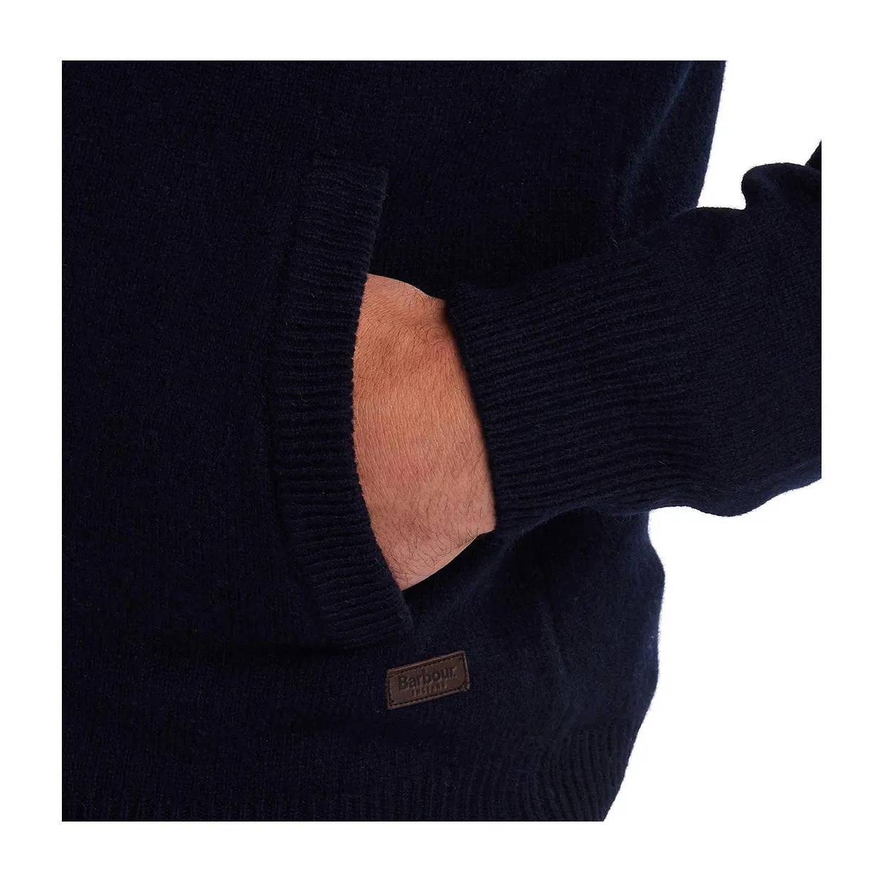 Maglione Uomo Barbour Patch Zip Thru Blu Navy