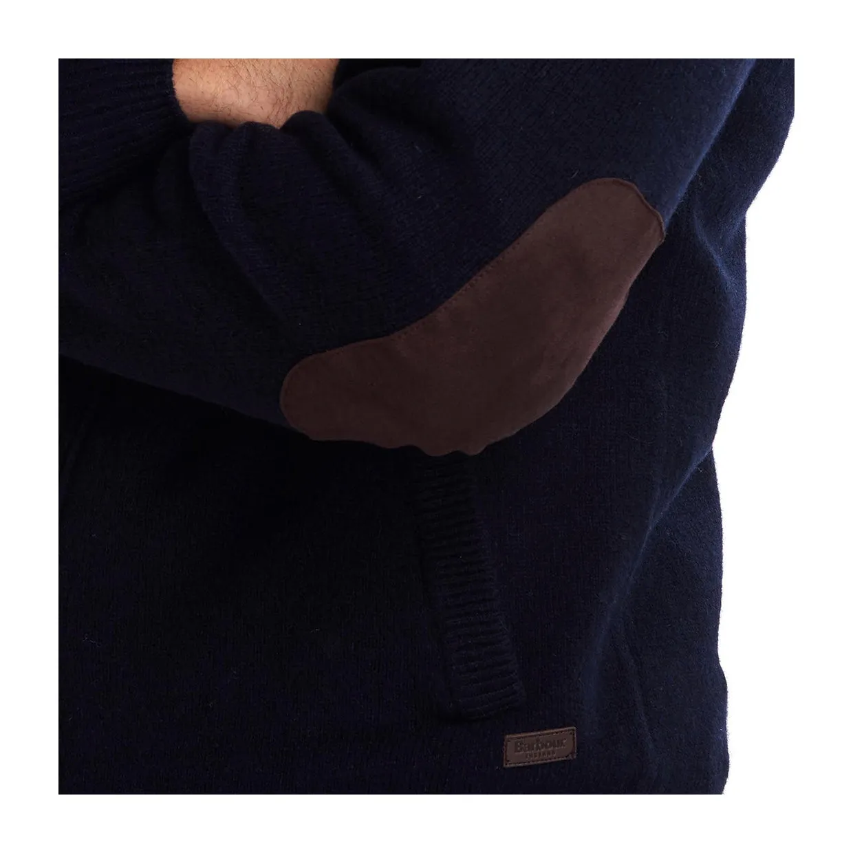 Maglione Uomo Barbour Patch Zip Thru Blu Navy