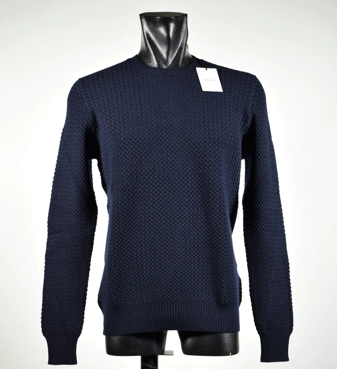Merino wool neck loop 2 threads dark blue gran sasso