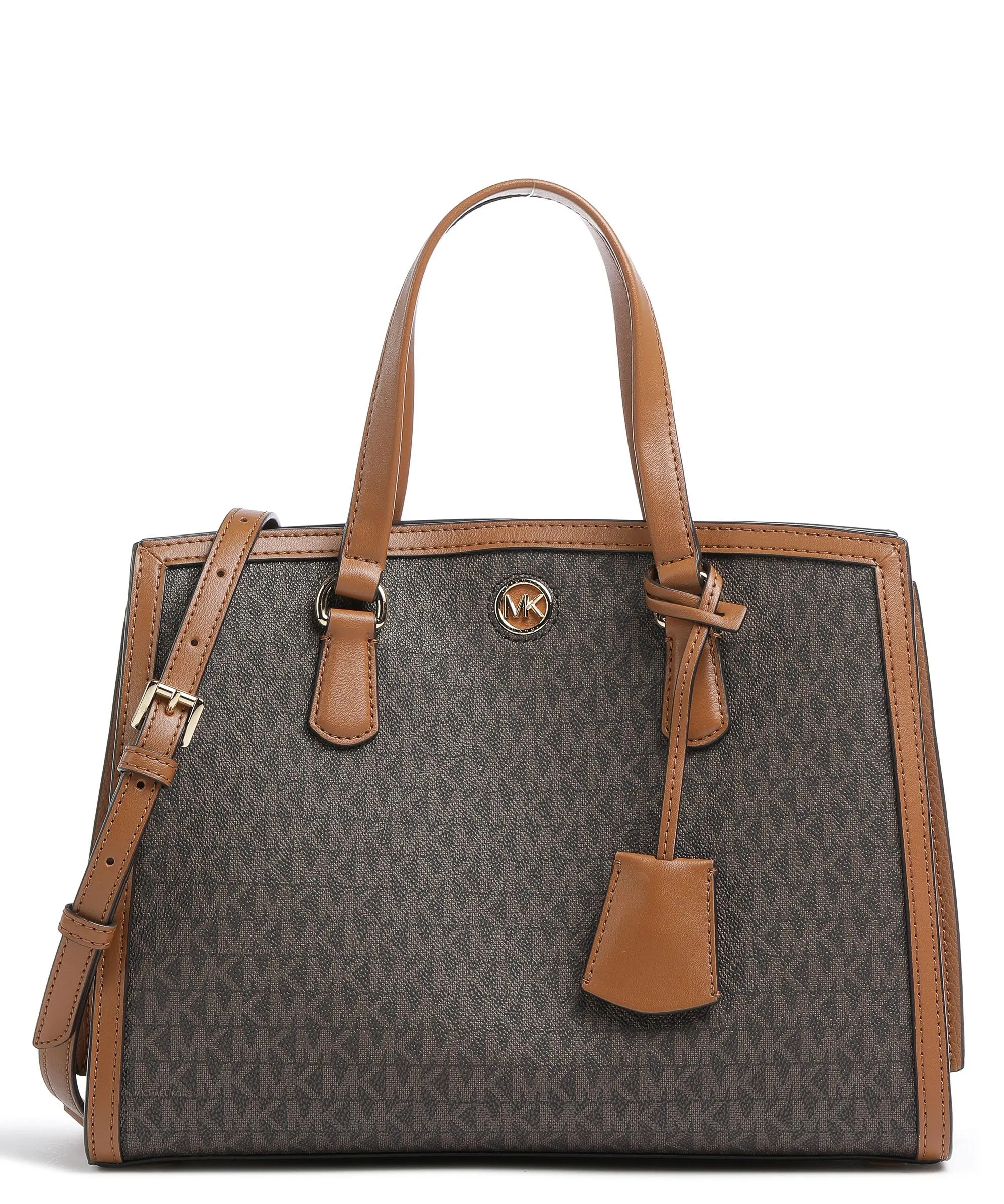  Michael Kors Chantal Borsa a mano tela, pelle di vacchetta grana marrone  