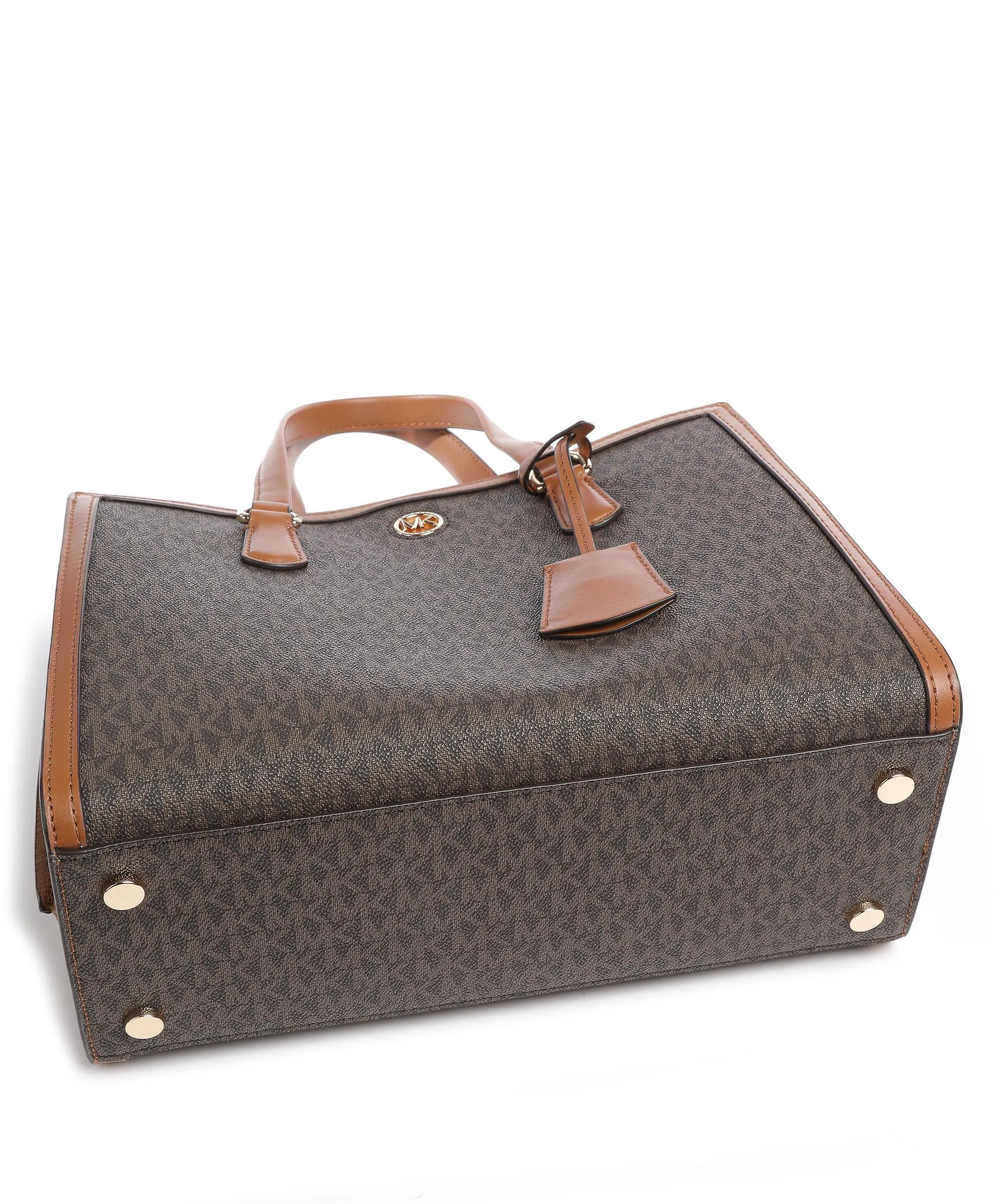  Michael Kors Chantal Borsa a mano tela, pelle di vacchetta grana marrone  