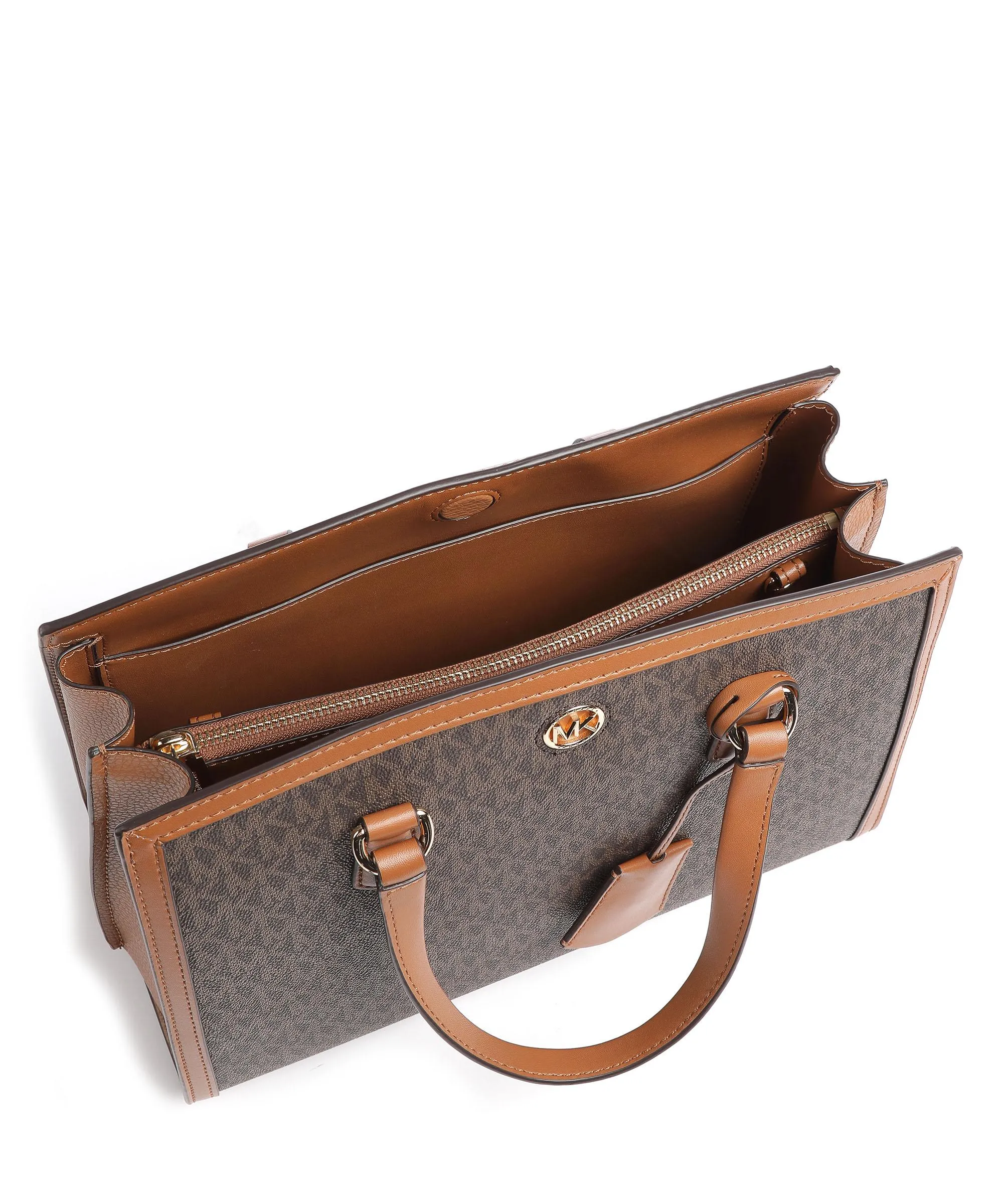  Michael Kors Chantal Borsa a mano tela, pelle di vacchetta grana marrone  