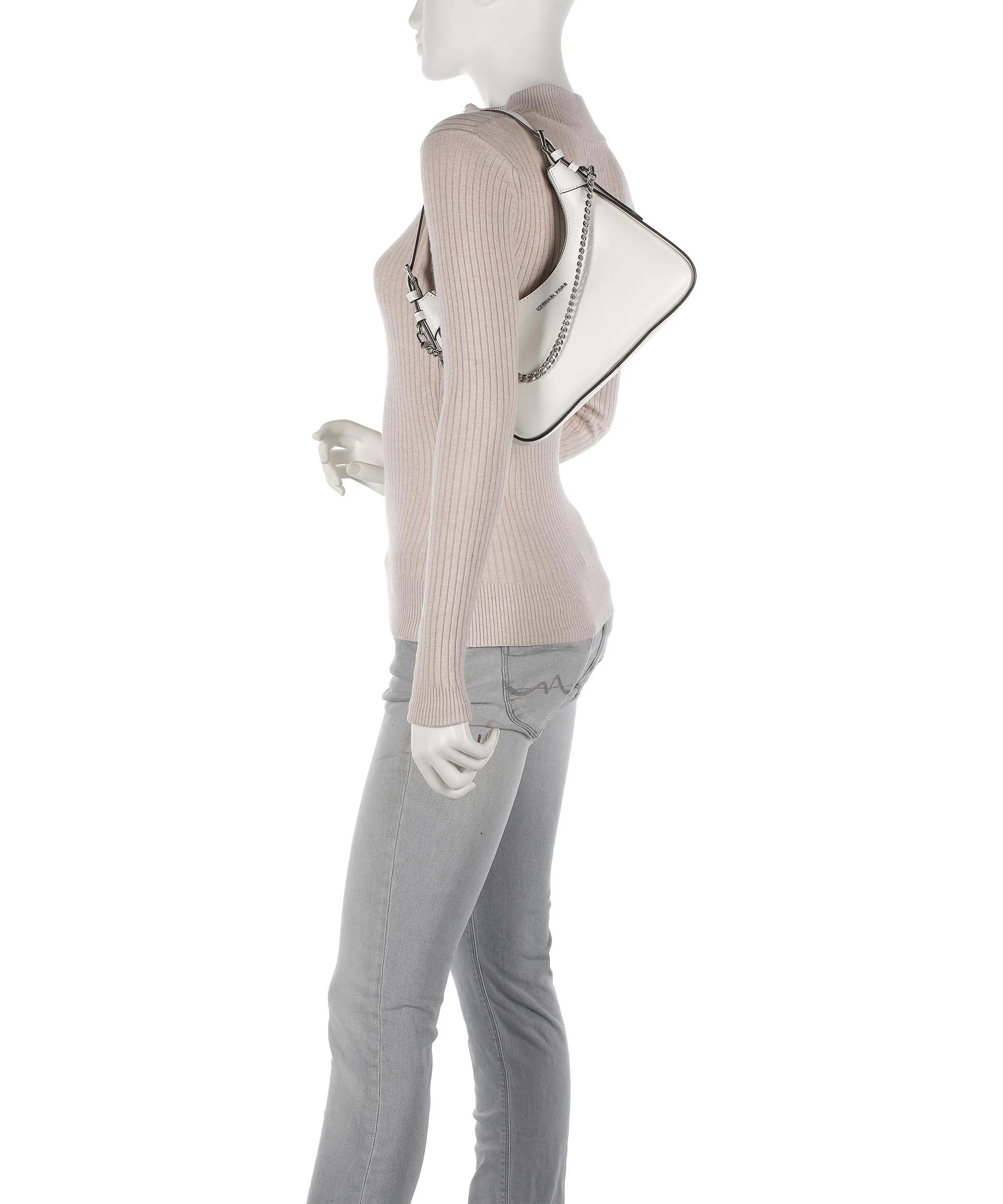  Michael Kors Wilma Borsa hobo pelle di vacchetta grana bianco  