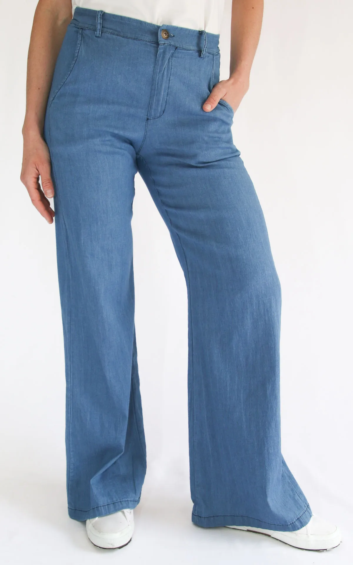 Off-on – Palazzo Betty chambray – Denim chiaro