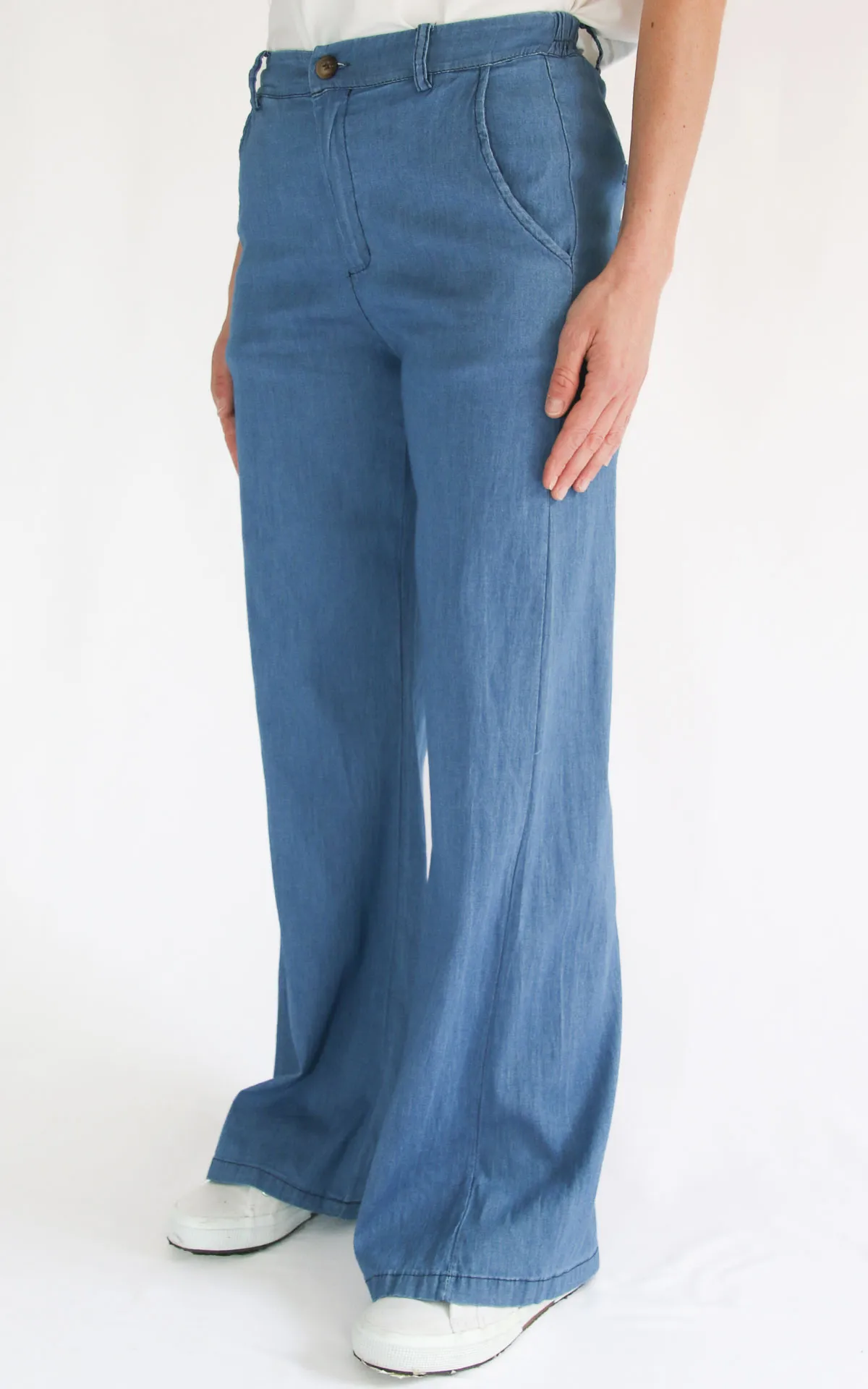 Off-on – Palazzo Betty chambray – Denim chiaro