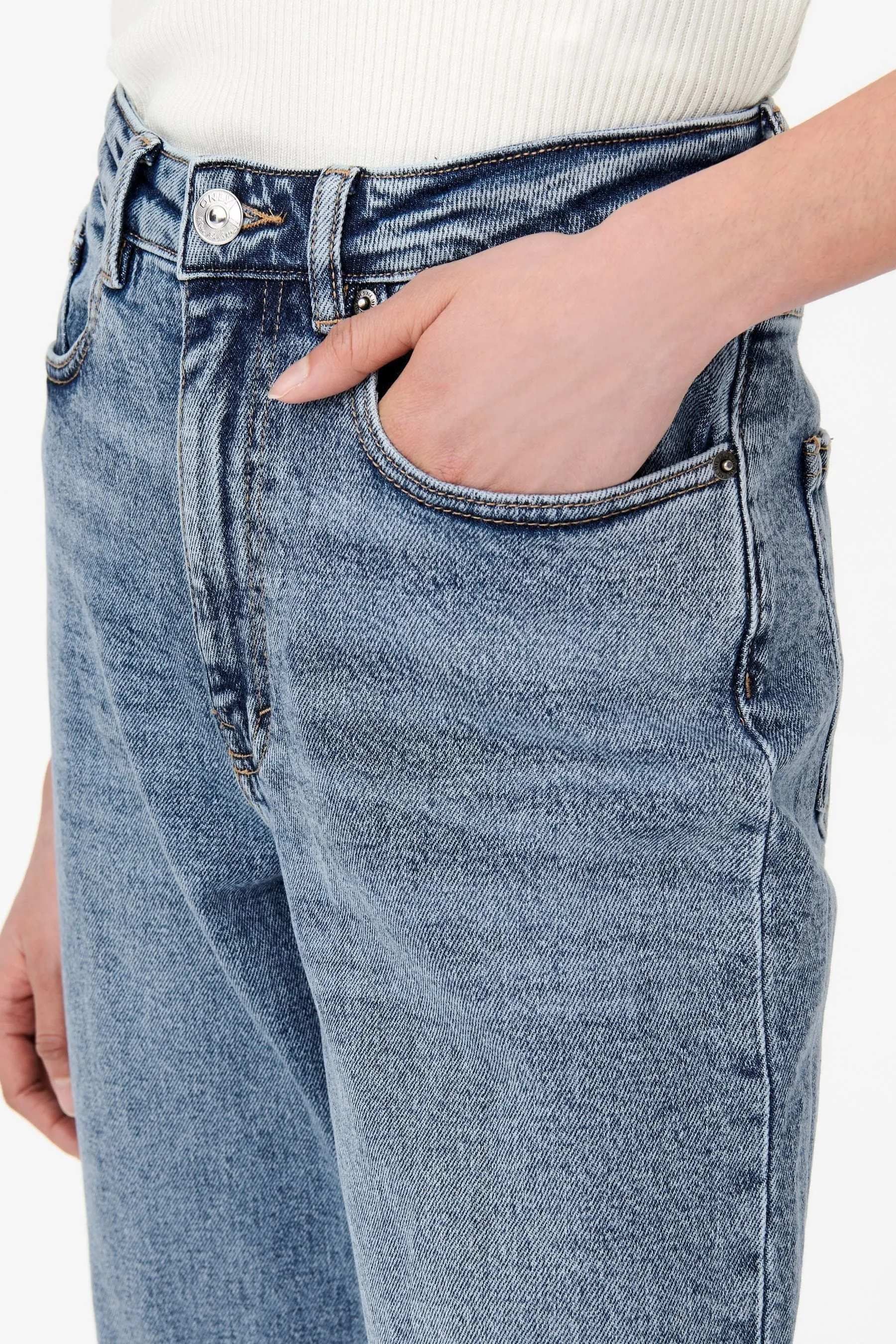 ONLY - Jeans a gamba larga a vita alta