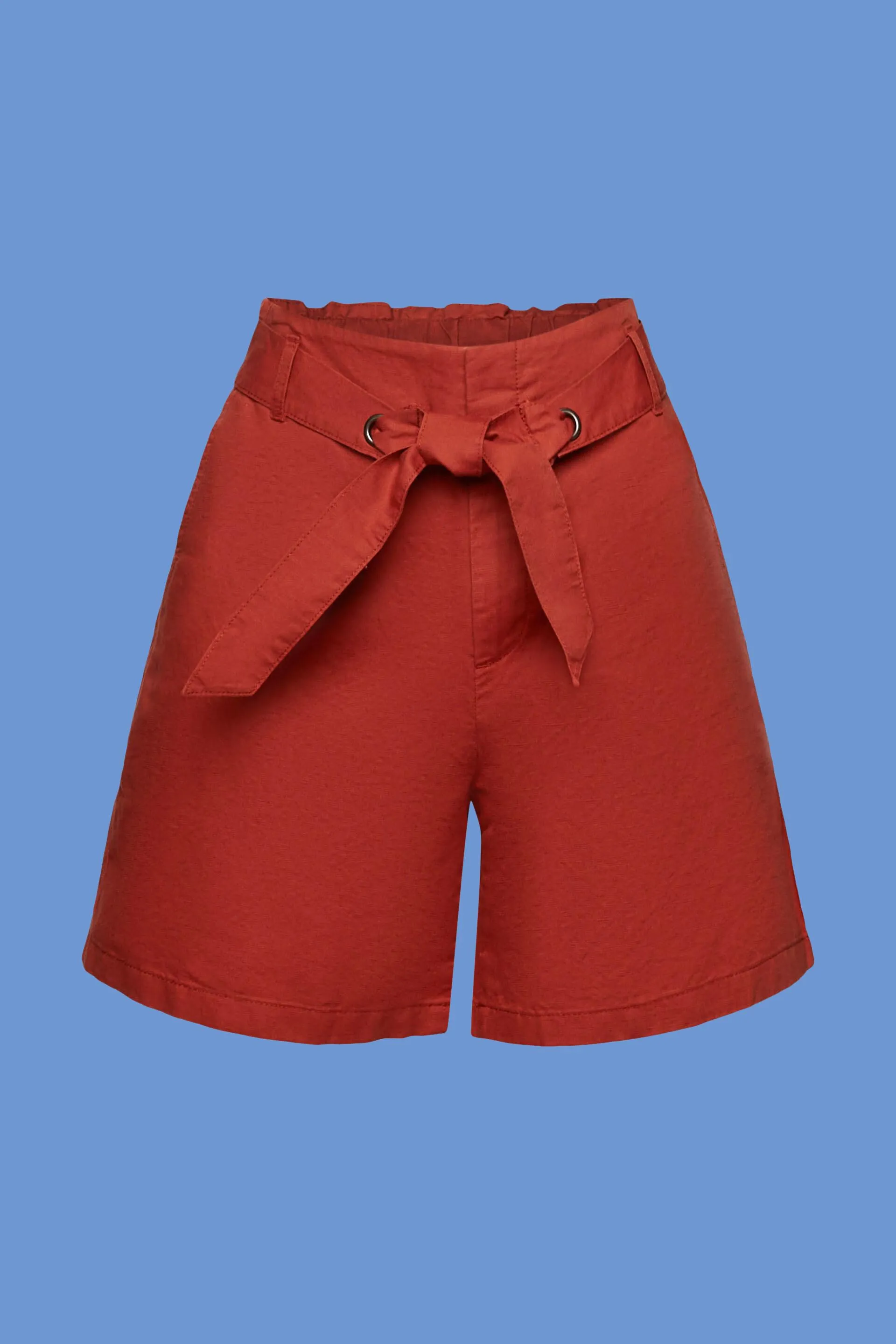 Pantaloncini con cintura da annodare, misto cotone e lino