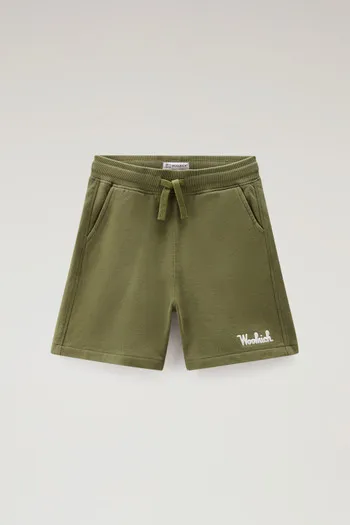 Pantaloncini da bambino in puro cotone felpato con coulisse                                                                     