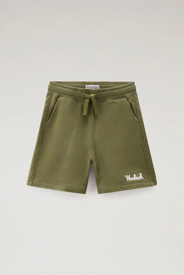 Pantaloncini da bambino in puro cotone felpato con coulisse                                                                     